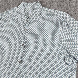 Johnnie-O Shirt Mens XL White Featherweight Rainbow AOP Antonio Lyocell Casual